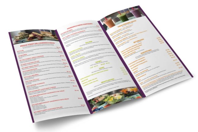 Bridge Street Deli Tri-Fold Menu Brochure